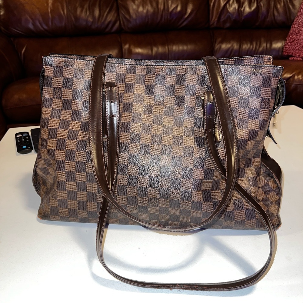 LOUIS VUITTON Chelsea Shoulder Tote Bag Damier Leather